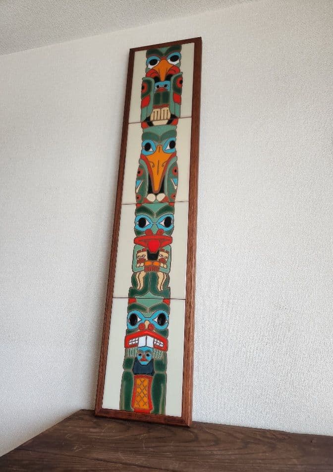 北米　サンタフェ　ネイティブアメリカン　額装タイル絵