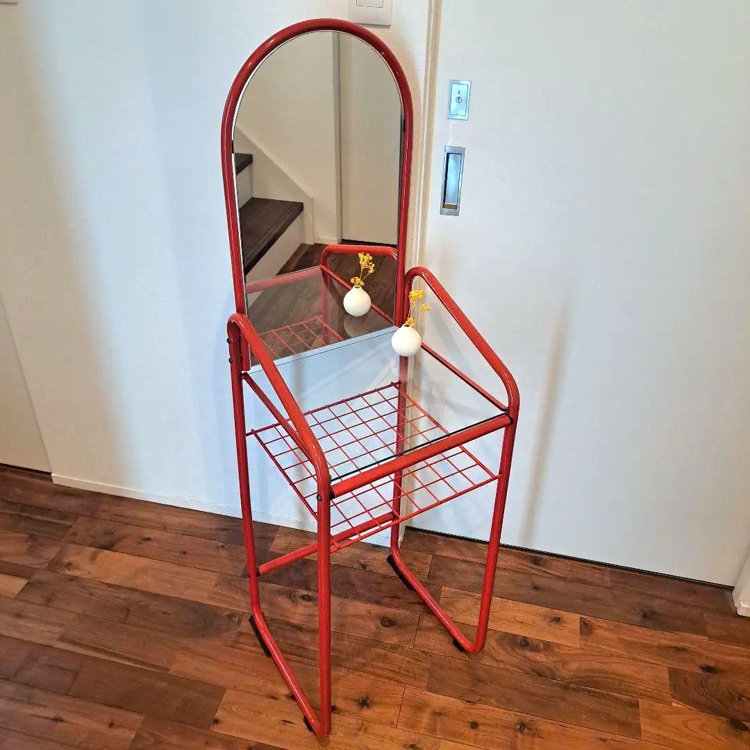 80s ミッドセンチュリー　スペースエイジ　レトロポップ　赤金属ミラードレッサー