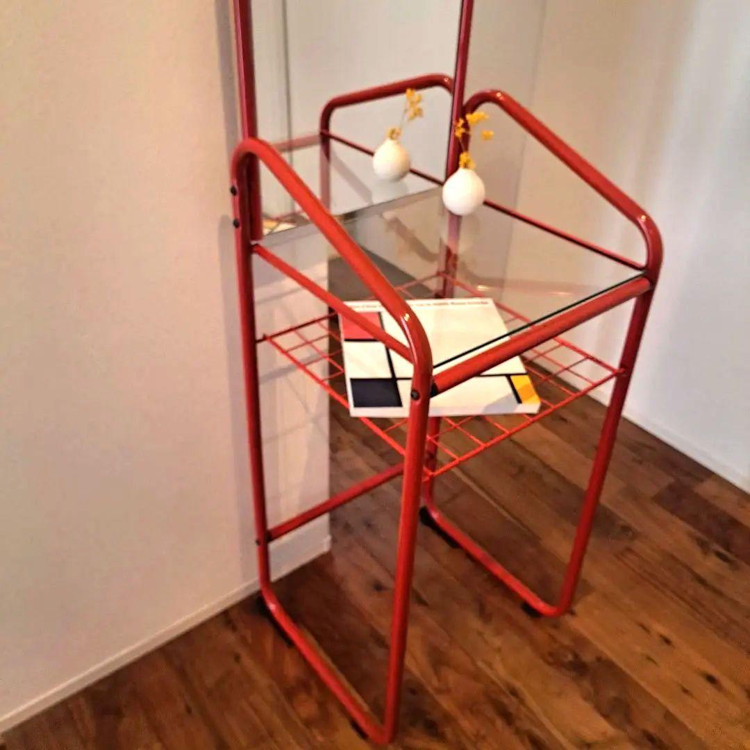 80s ミッドセンチュリー　スペースエイジ　レトロポップ　赤金属ミラードレッサー