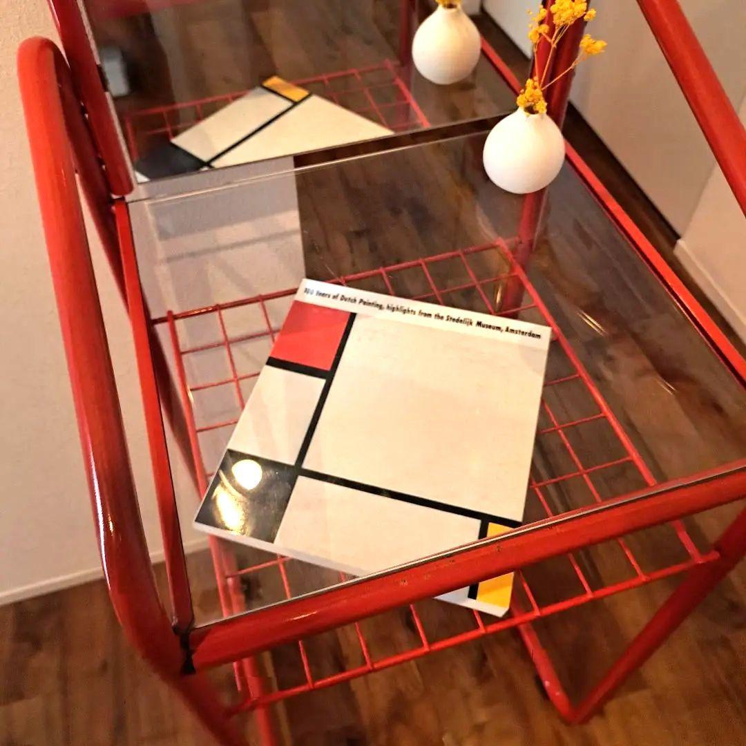 80s ミッドセンチュリー　スペースエイジ　レトロポップ　赤金属ミラードレッサー