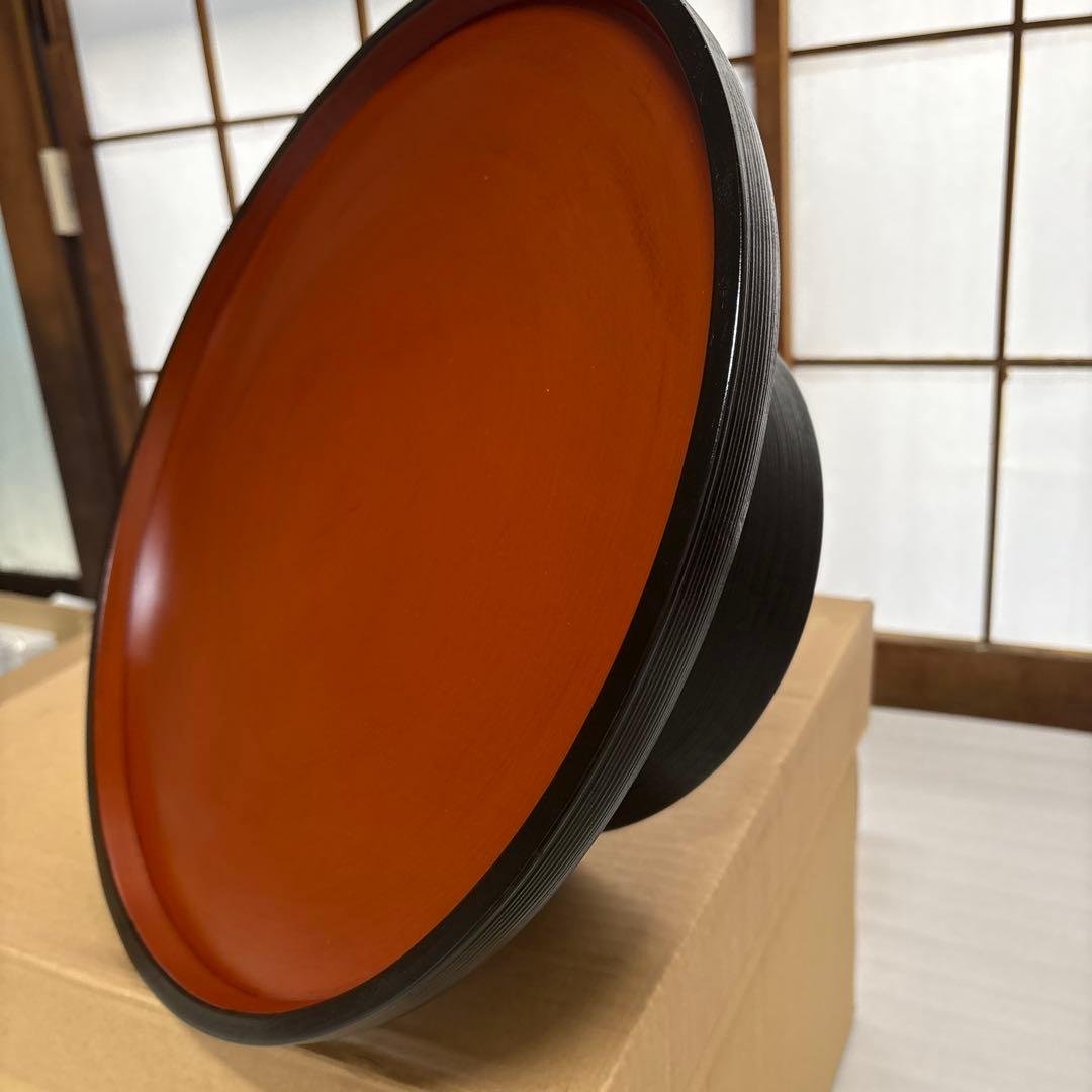 漆工房　大島　天然木　うるし塗　高脚卓盆 ②