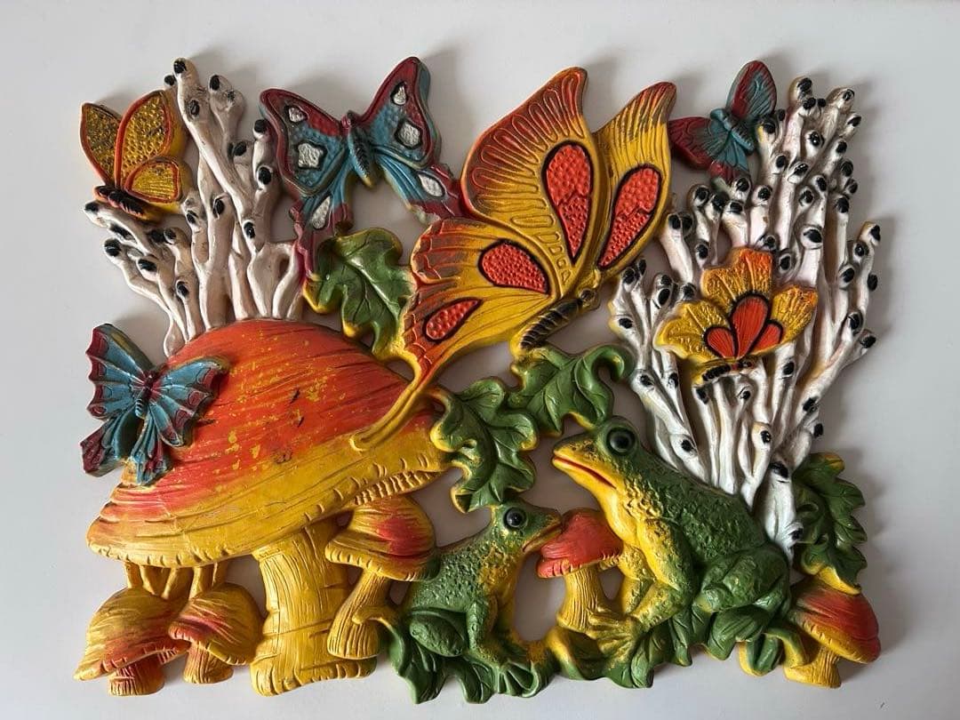 希少　HOMCO社製　キノコ　蝶　カエル　ウォールデコ　70年代　ヴィンテージ