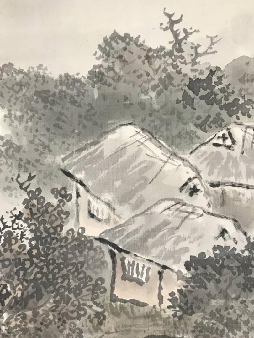 【真作】黄檗瑞光祥雲/訪友図/山村人物図/掛軸/名家伝来/AB-864