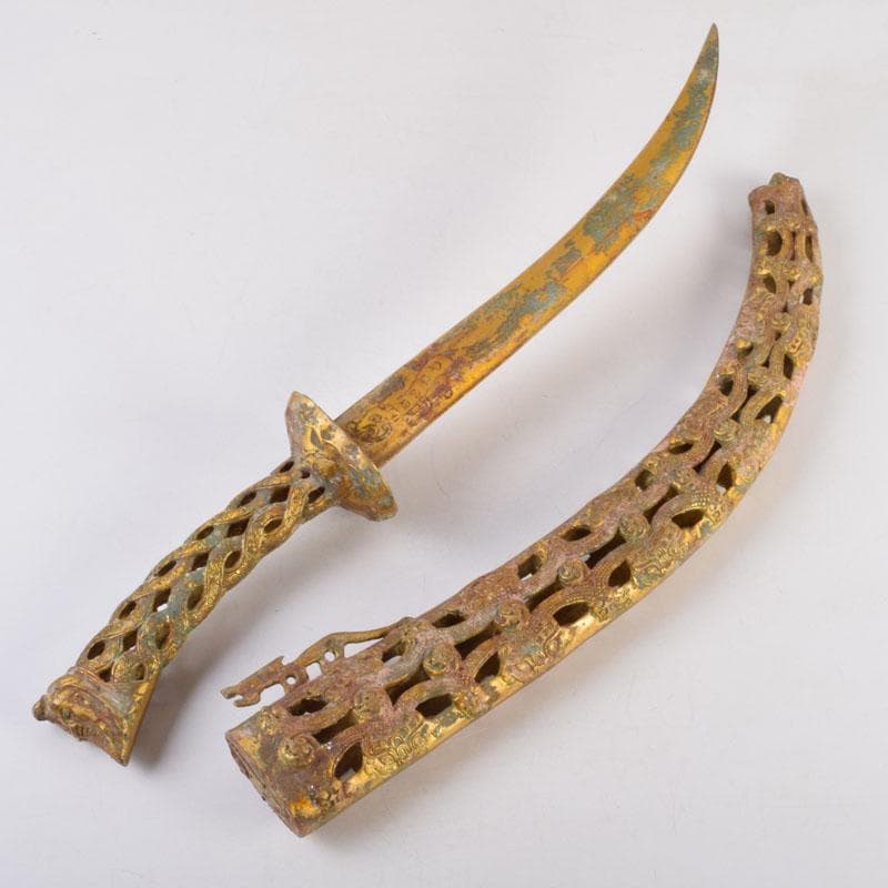 アンティーク　古銅鍍金　アラビアジャンビーヤ　模造刀　C　8749A