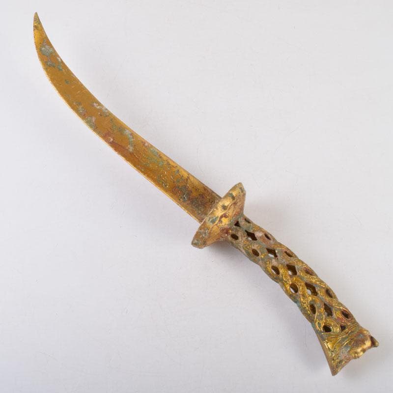 アンティーク　古銅鍍金　アラビアジャンビーヤ　模造刀　C　8749A