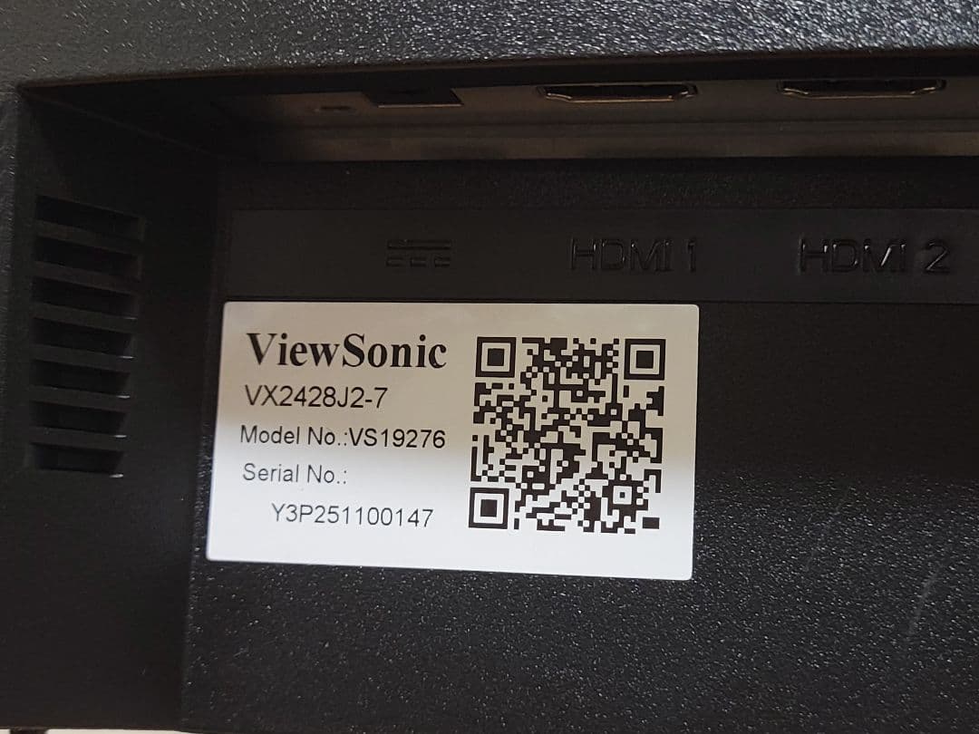 ViewSonic 240HzゲーミングモニターVX2428J2-7　25年製