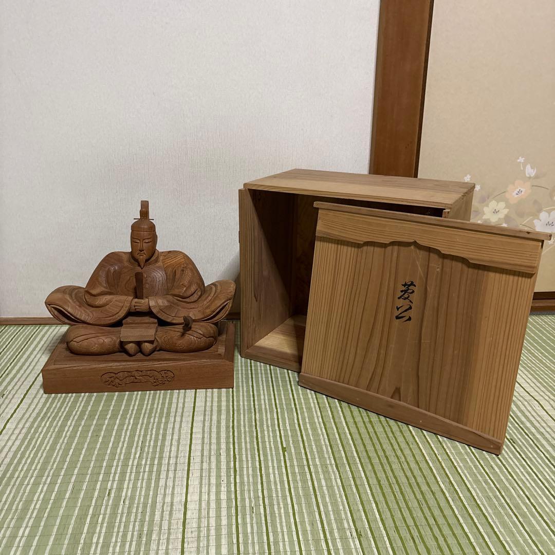 菅公　菅原道真　木彫り　彫刻　工芸品　芸術　置物　オブジェ　骨董品　天神様　仏閣