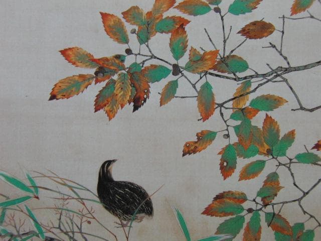 横山大観、【鶉】、希少な画集より、新品高級額装付、状態良好