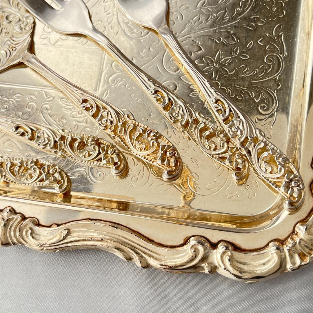 【英国】透かしのケーキフォークケーキ ４本 / サーバー 1本