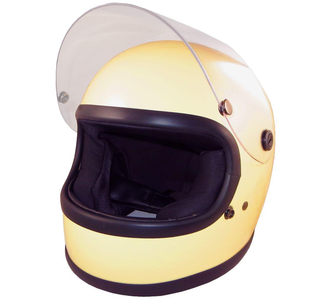 フルフェイス（アイボリ）カフェレーサー 昭和レトロ 70年代族ヘル 人気の当時色