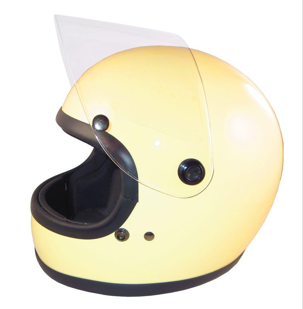 フルフェイス（アイボリ）カフェレーサー 昭和レトロ 70年代族ヘル 人気の当時色