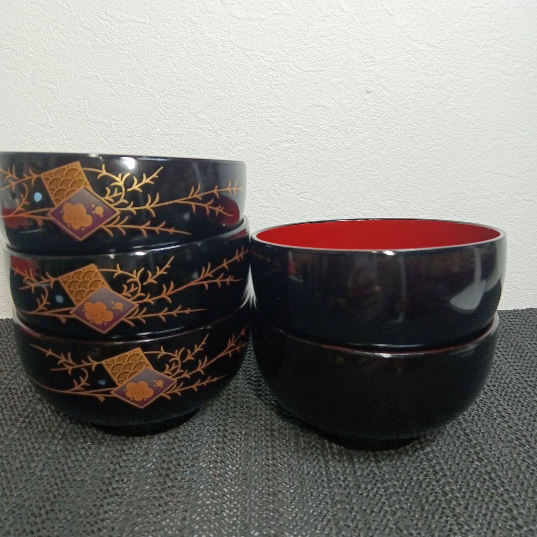 会津塗り 特製会津塗 御汁椀 漆器 豪華蒔絵 和食器 5客セット