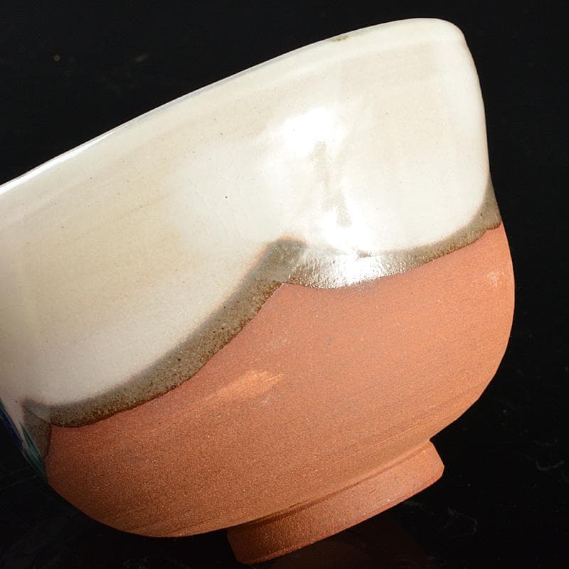 茶道具　京焼　田中万祥造　粉引八つ橋　茶碗　共箱　C　5875