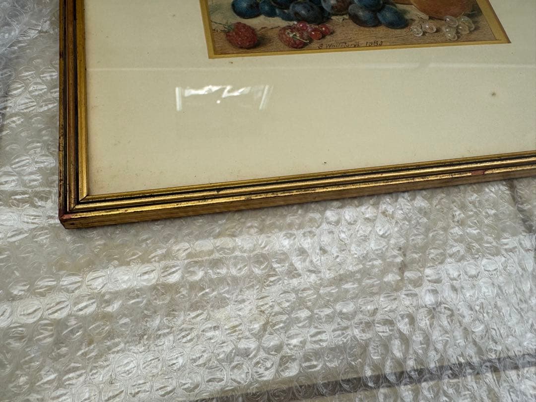 Sidney T. Whiteford 1880年　水彩画　果物の静物　額装