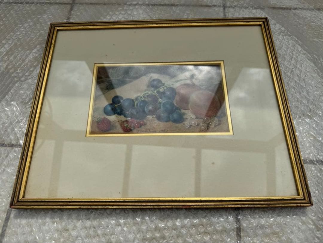 Sidney T. Whiteford 1880年　水彩画　果物の静物　額装