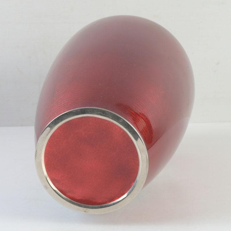 七宝焼　赤透釉　四君子文　花瓶　V　9699A