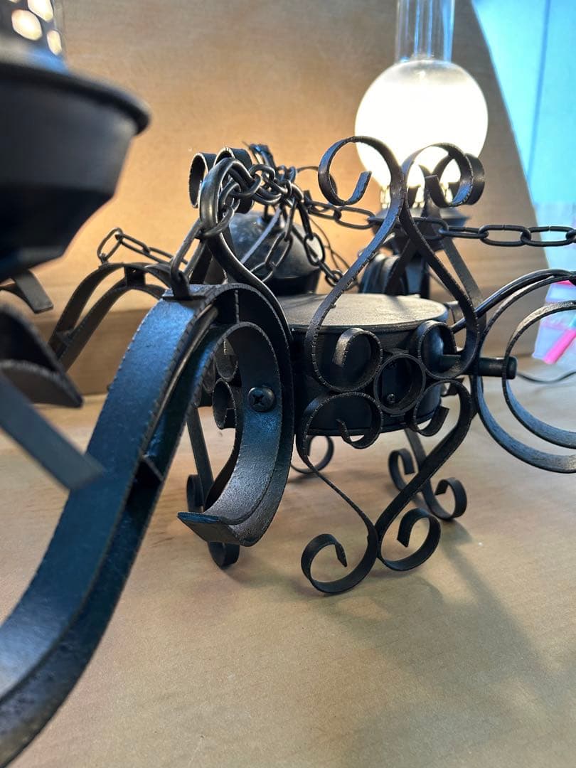 昭和レトロ　大正ロマン　アンティーク　塗装リペア品　動作確認　4灯照明　中古品