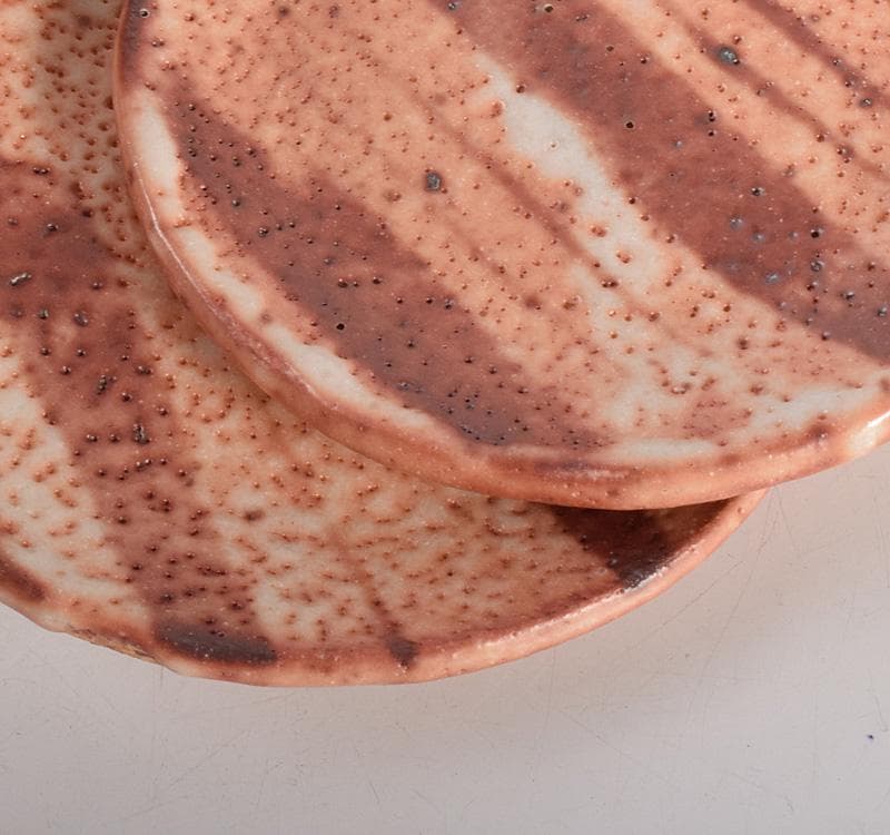 和食器　志野焼　加藤重高作　重高陶房　翠窯　志野銘々皿　共箱　M　R5010