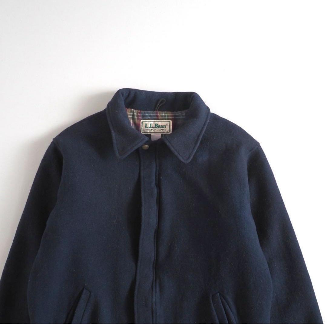エルエルビーン　USA製　ウールジャケット　ネイビー　裏地チェック