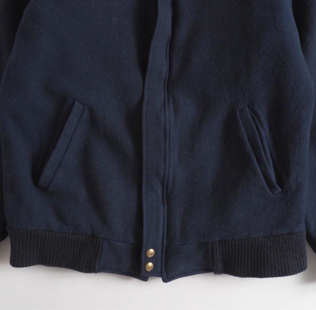 エルエルビーン　USA製　ウールジャケット　ネイビー　裏地チェック