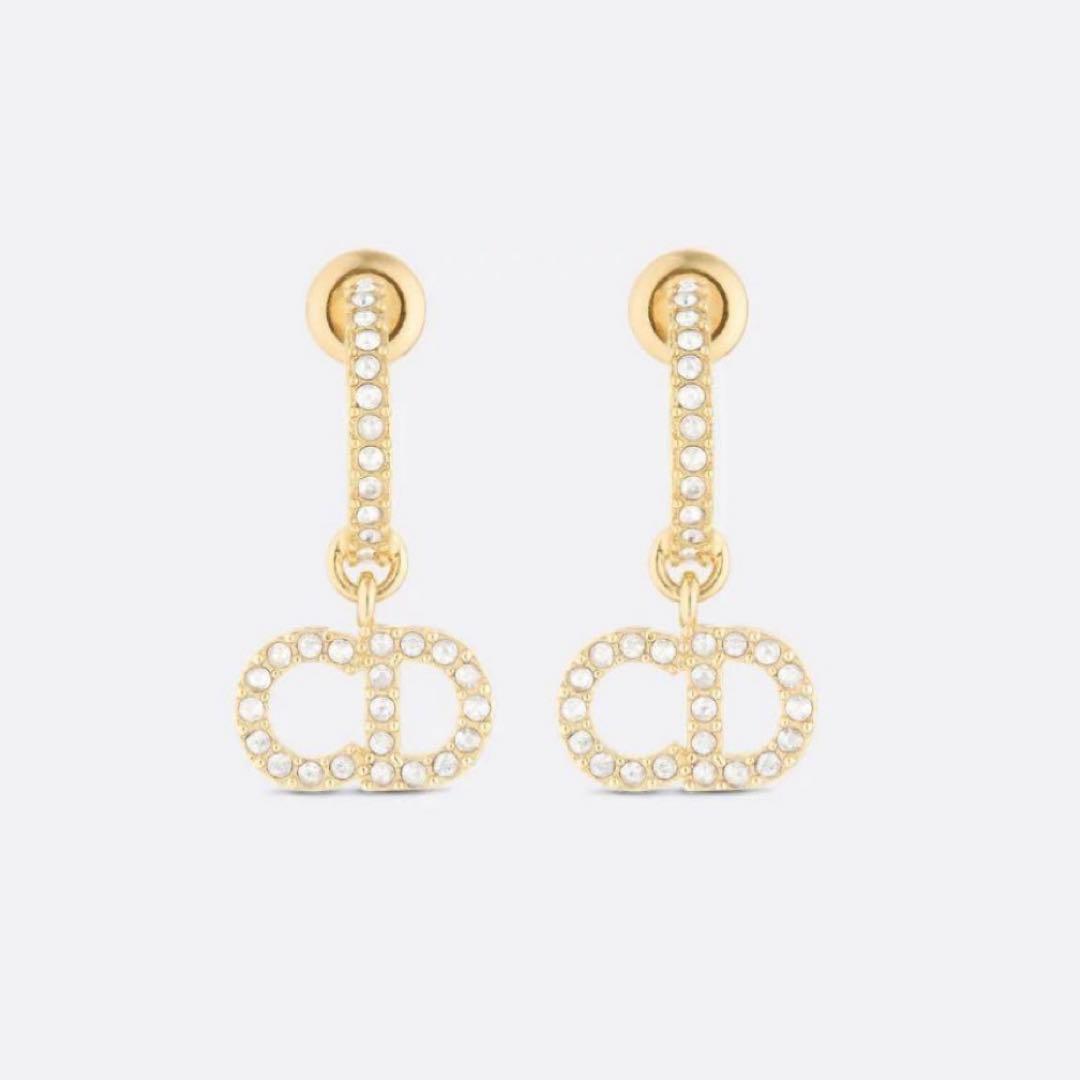 DIOR ロゴピアス クリスタル ゴールド