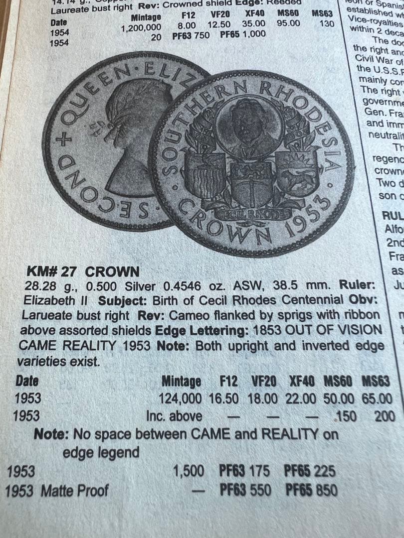 外国銀貨　南ローデシア1C銀貨 1953年