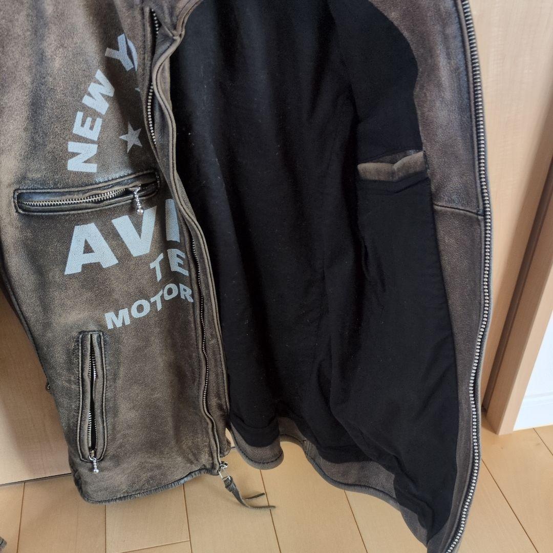 AVIREX ダークブラウン レザーライダースジャケット