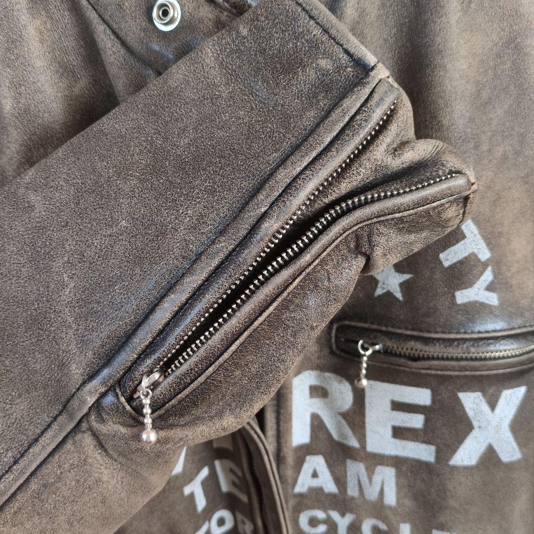 AVIREX ダークブラウン レザーライダースジャケット