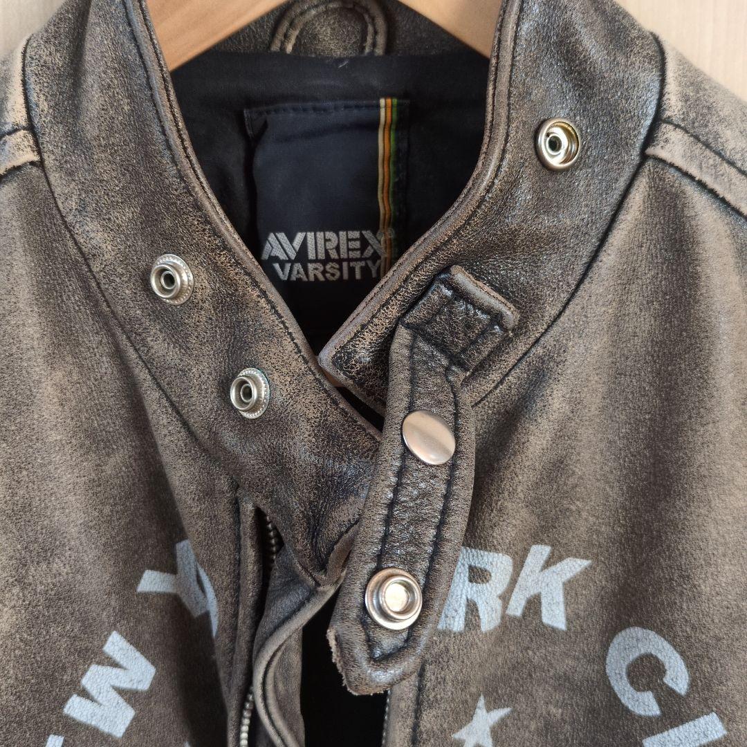 AVIREX ダークブラウン レザーライダースジャケット