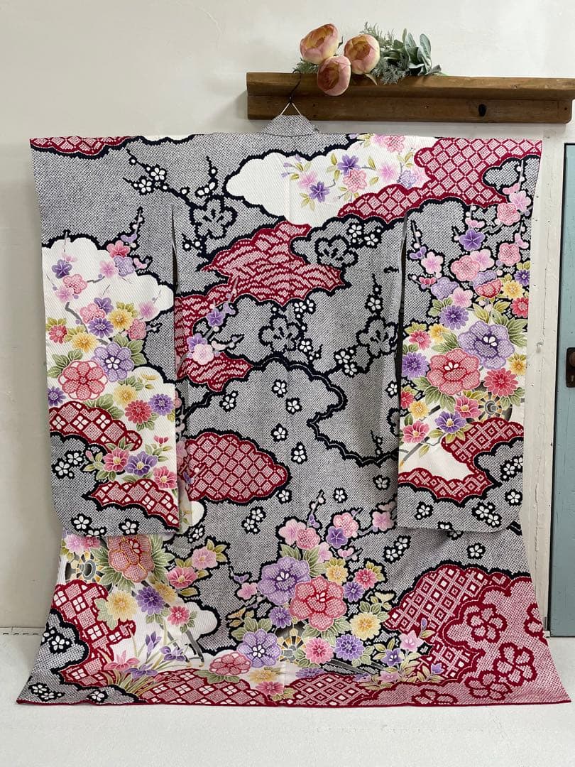 成人式　振袖フルセット　1112　正絹振袖　総絞り　黒　最終値下げ！