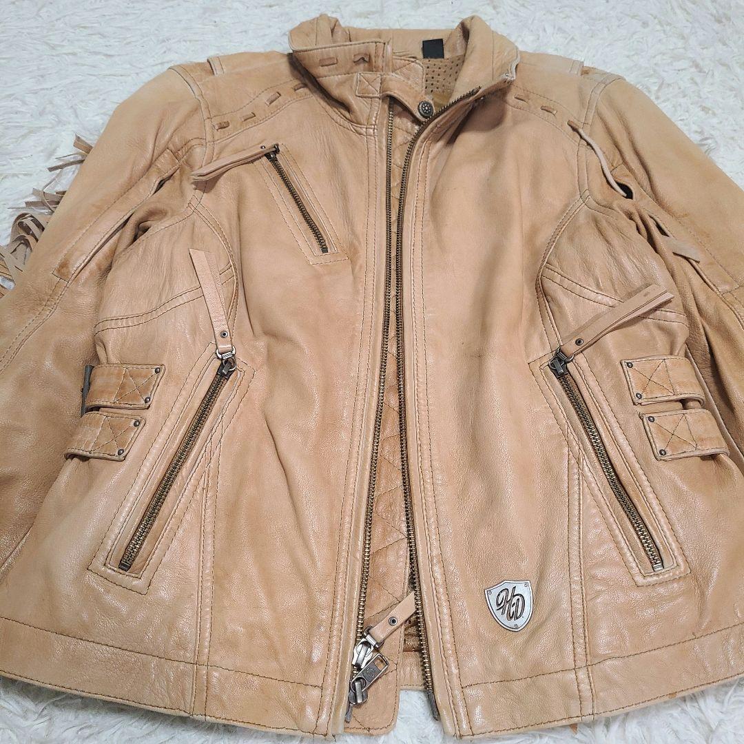 ヴィンテージ ハーレーダビットソン シングル ライダースジャケット ロゴ刺繍