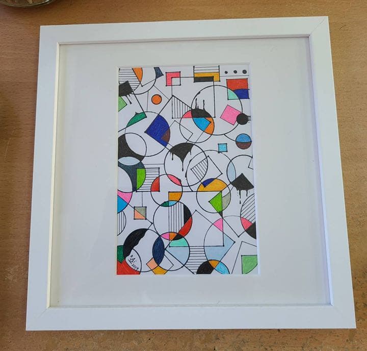 水彩ペン画 タイトル「ジオメトリー」