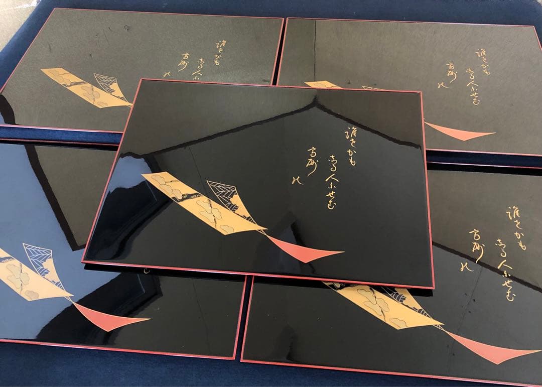 ❗️割引《R》輪島塗 短冊蒔絵 卓上膳5客 輪島屋本店造 共箱　251007あ7