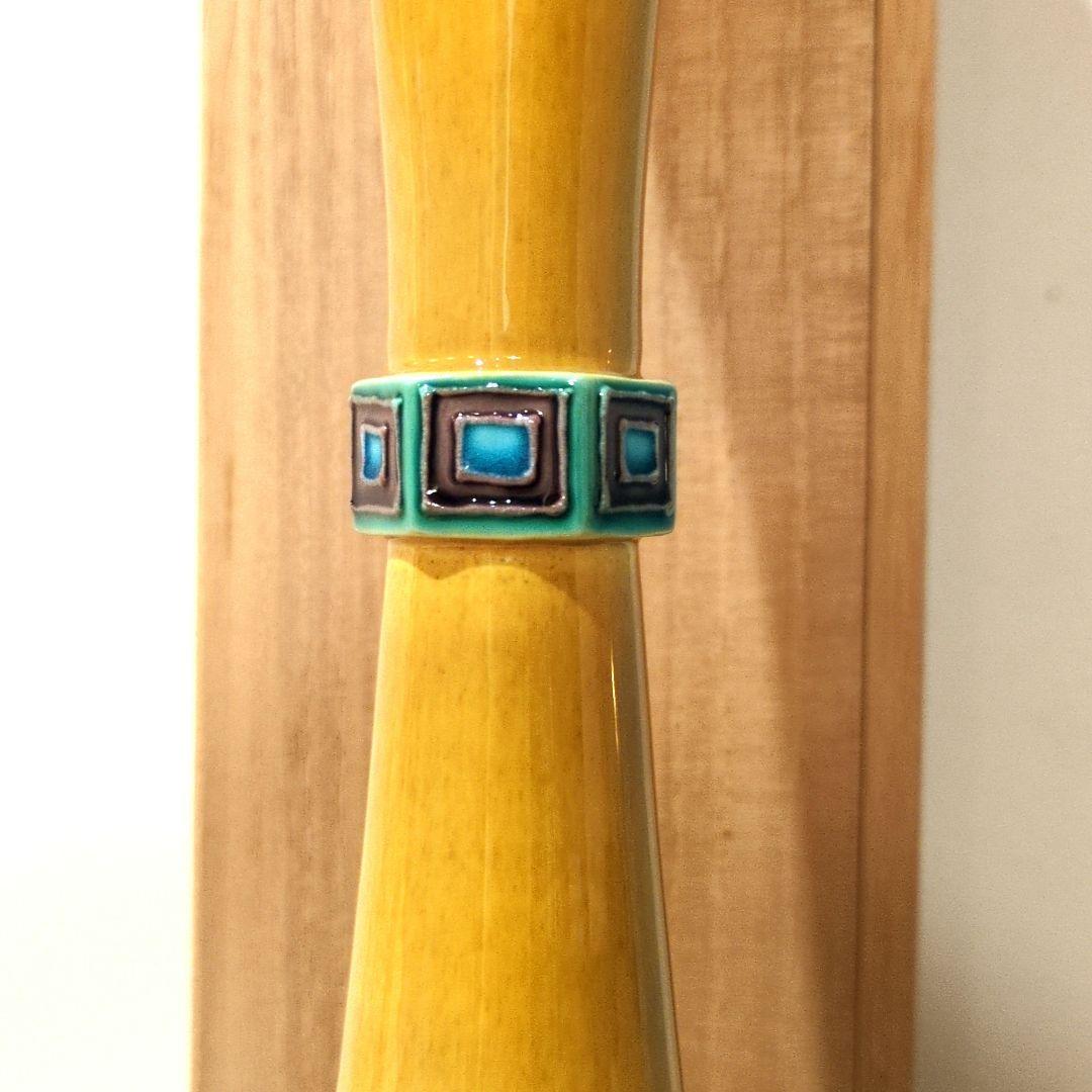 新品　中村翠嵐　尊式花入 古代黄交趾　共箱　茶道具　華道具　花器　京焼　工芸品