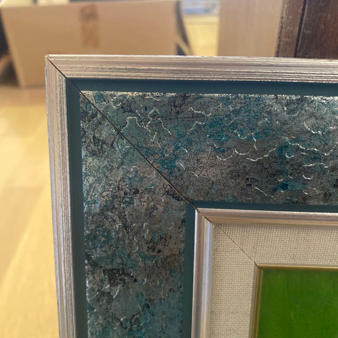 油彩　油絵　絵画　プルーン　果物　洋画　静物画　額縁　シルバーフレーム　f4