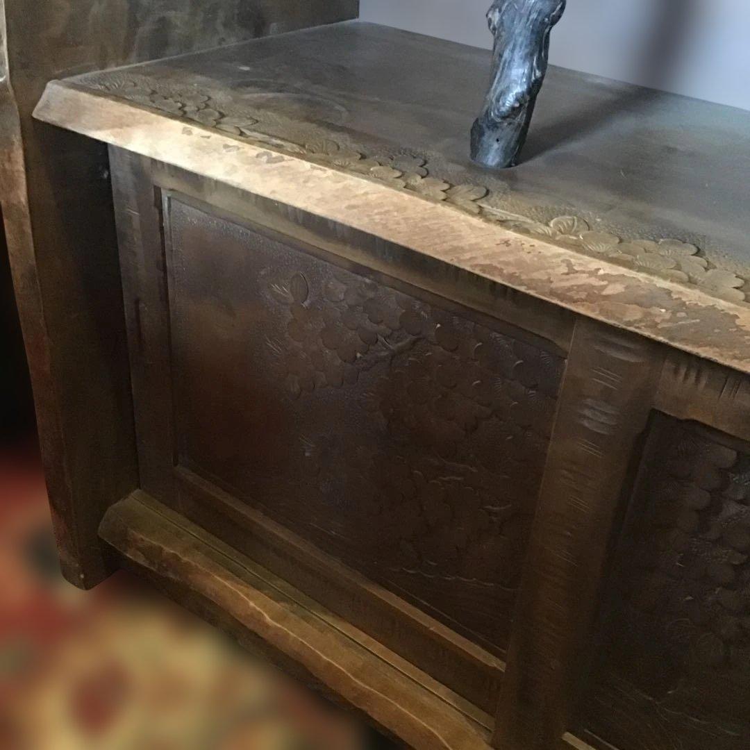 アンティーク軽井沢彫り　茶道具　茶室　箪笥 櫻