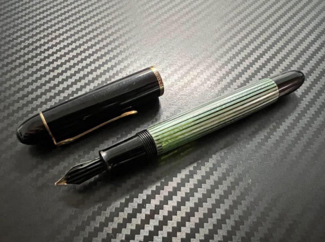完動品 ペリカン 140 万年筆 グリーン 緑縞 OB 斜太字