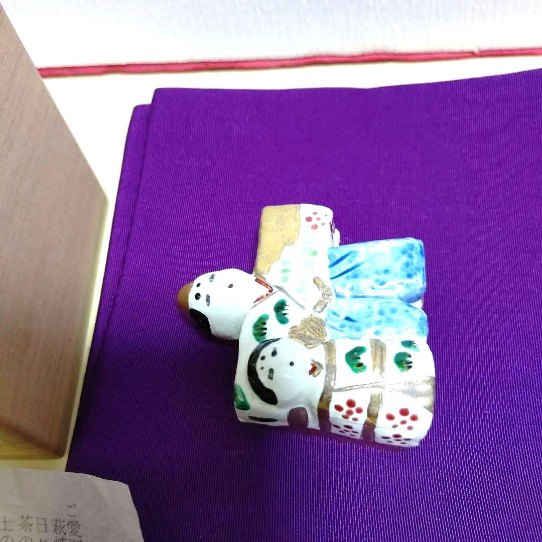 香合、色絵立ち雛、長谷川剛作