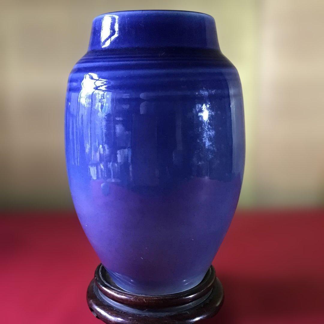 篠田義一　　大瑠璃花瓶　共箱