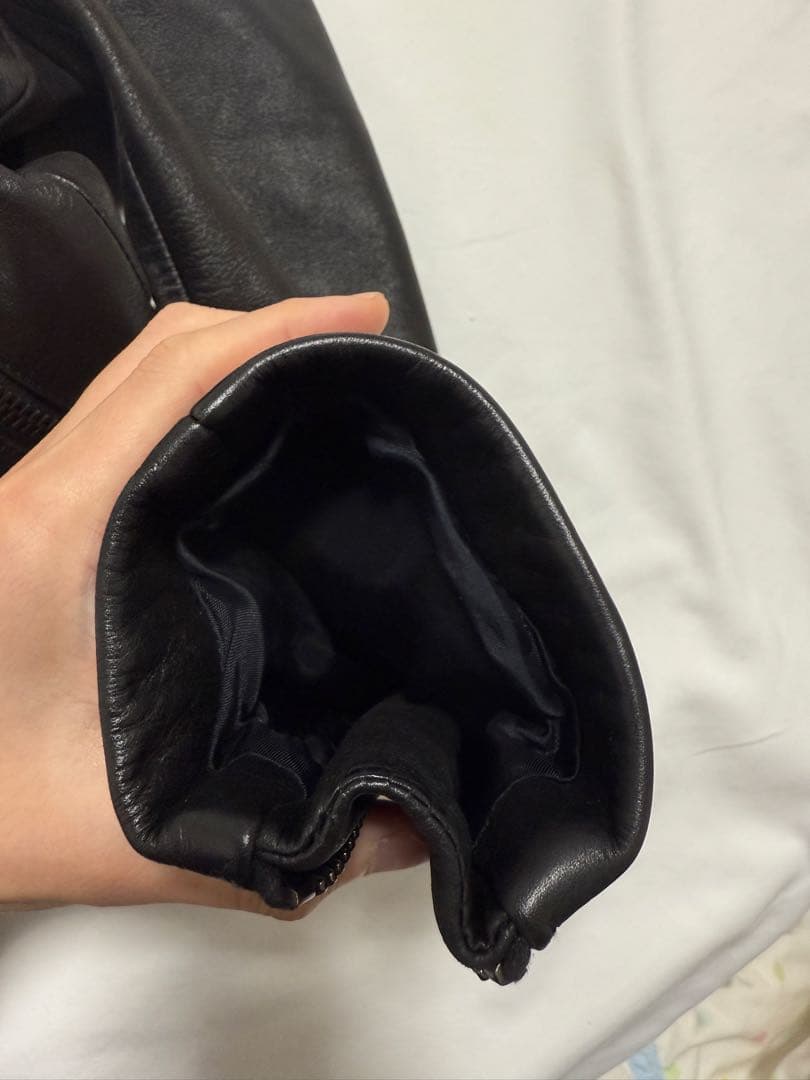 マルジェラ　八の字レザーライダース　44 ブラック