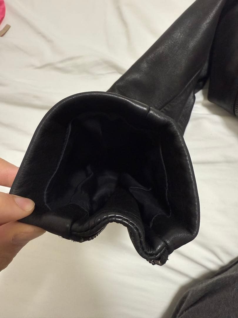 マルジェラ　八の字レザーライダース　44 ブラック