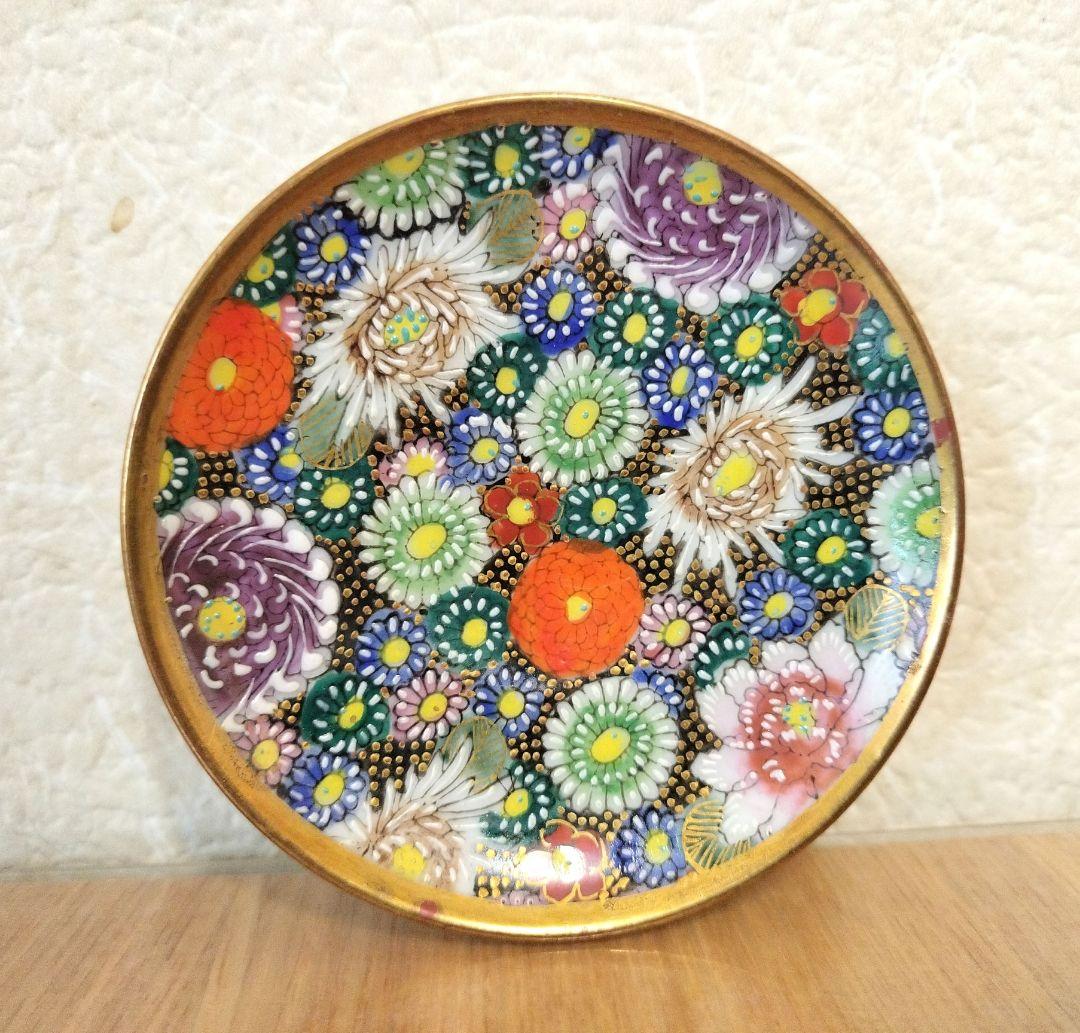 5枚組　九谷焼　色絵　花詰豆皿