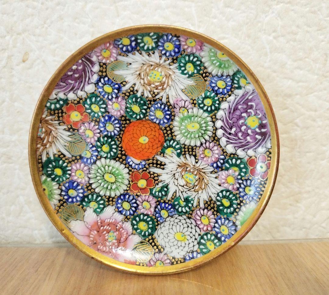 5枚組　九谷焼　色絵　花詰豆皿