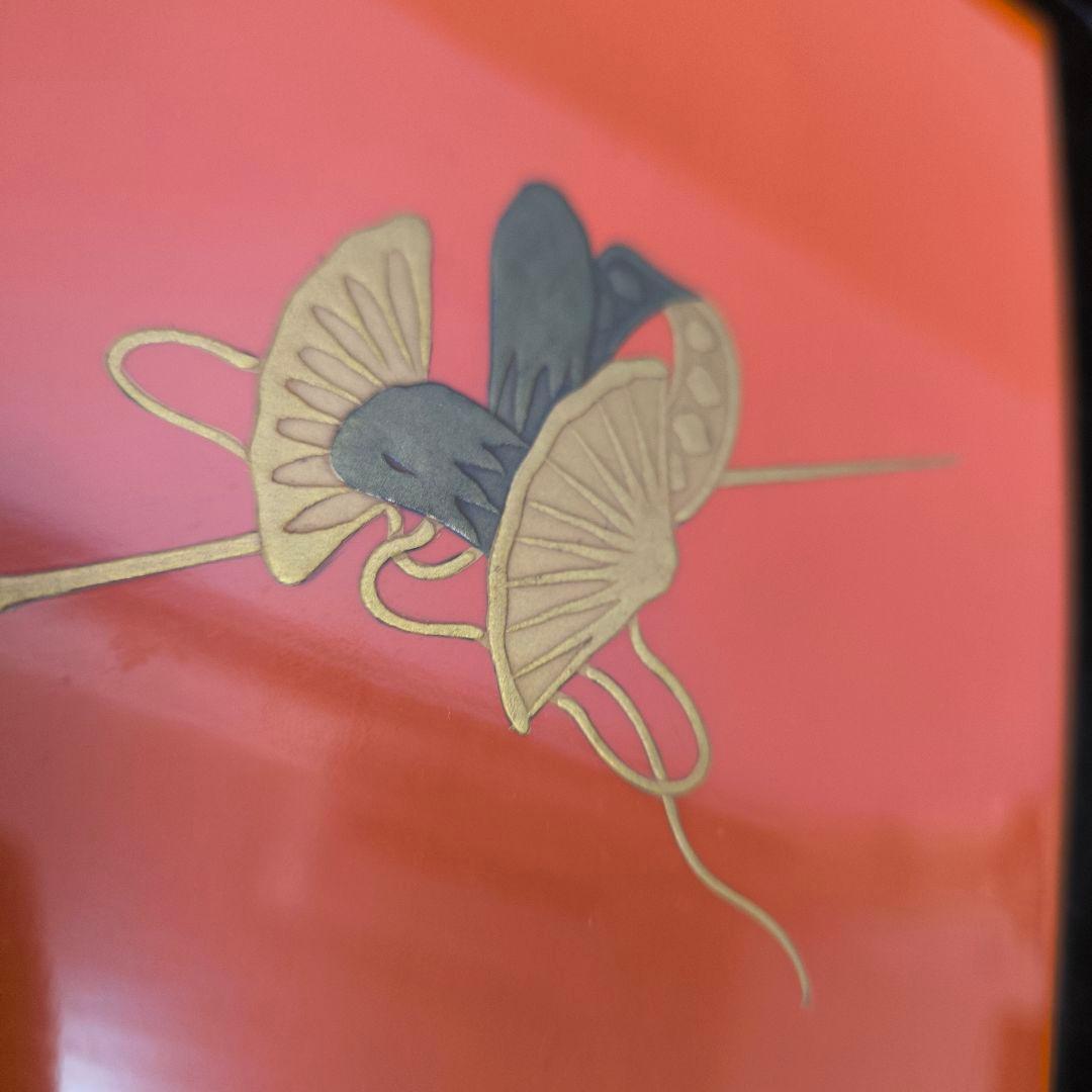 能登 金蒔絵 朱塗引 中江伊兵衛 松屋　盆　４枚