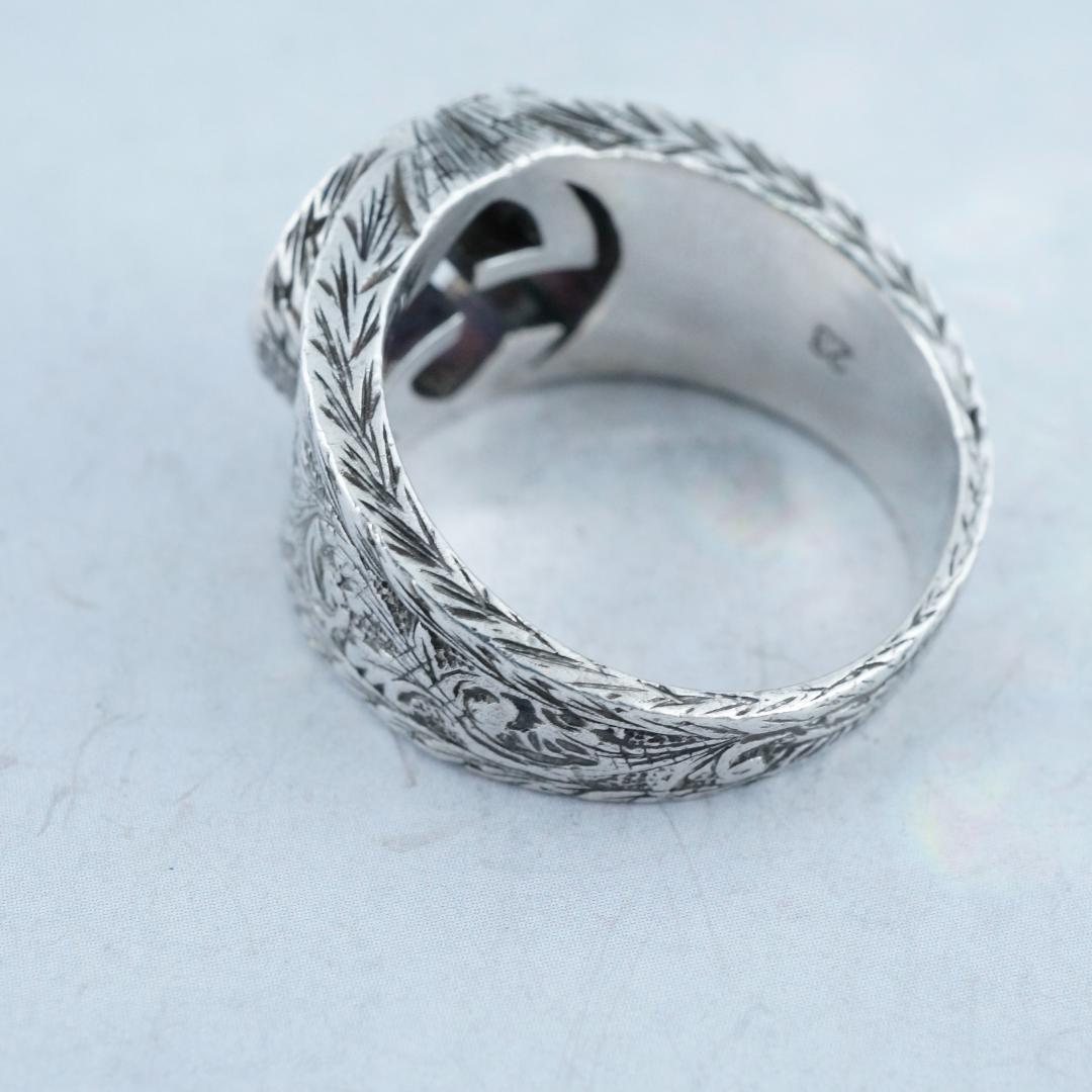 美品 グッチ インターロッキングG アラベスク　SV925 リング　23号