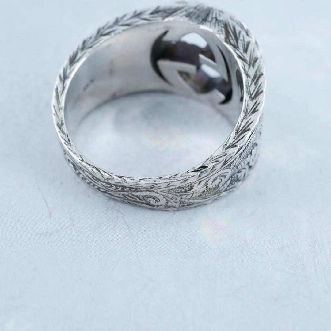 美品 グッチ インターロッキングG アラベスク　SV925 リング　23号