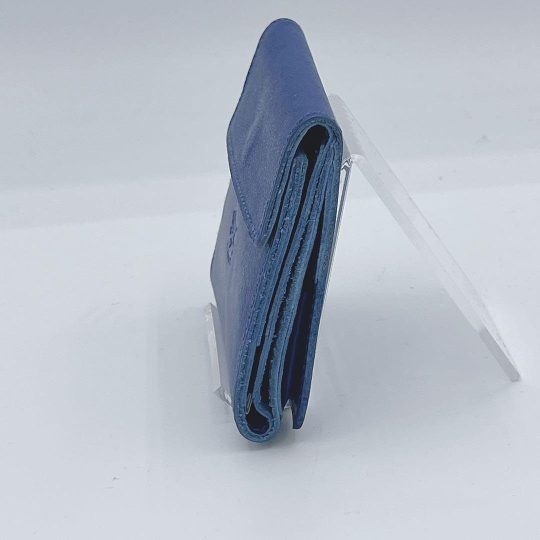 現行極美品　イルビゾンテ 二つ折り財布 レザー ブルー コンパクトウォレット