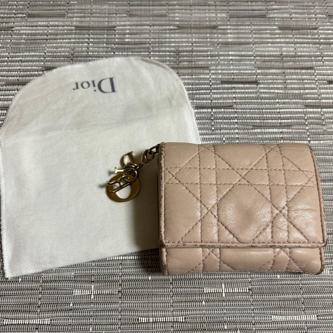 Dior ピンク三つ折り財布