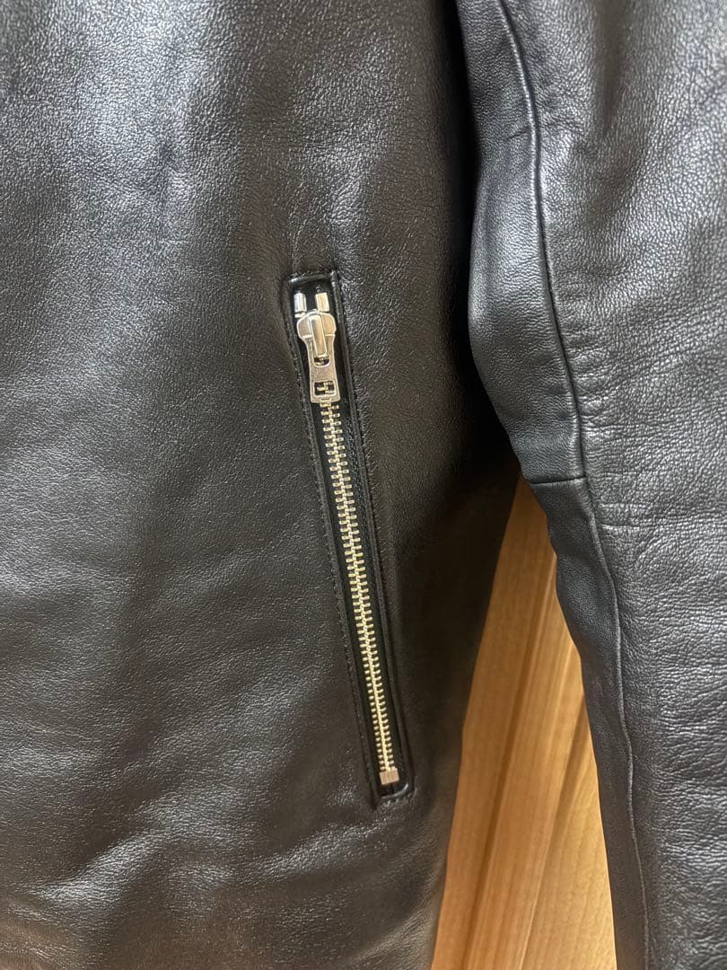 【本革】LIDNM 黒レザーシングルライダースジャケット　Lサイズ