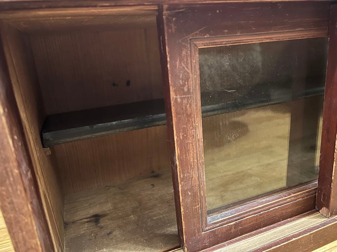 戸棚　食器棚　木製スツール アンティーク　家具　古道具　昭和レトロ　レトロ雑貨